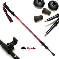 AlpinPro FA6 Τηλεσκοπικό Μπατόν Αλουμινίου Πεζοπορίας PATHFINDER 2τμχ Κόκκινα 88-135 cm Red