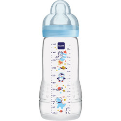 Mam Easy Active Πλαστικό Μπιμπερό με Θηλή Σιλικόνης 4m+ Leaves 330ml