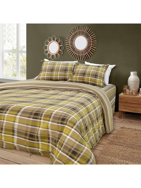 Κουβερλί Υπέρδιπλο Revon Honey Lino Home ΚίτρινοΓκριΜπεζ 220x240