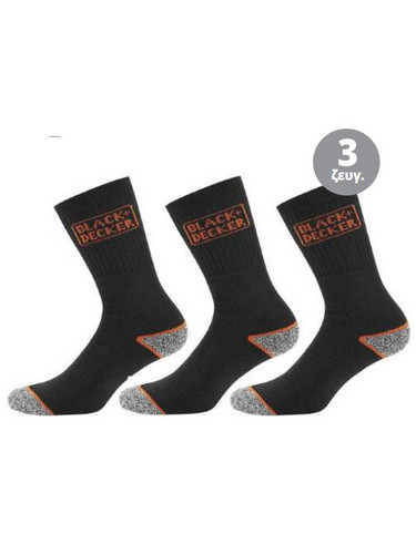 BLACK+DECKER BX/CHS/1/TEKB/43B Κάλτσες Εργασίας Ανδρικές Μαύρο/Γκρι 3 Ζευγάρια Νο 43-46