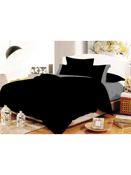 Komvos Σετ Σεντόνια Μονά 160x240 Black-Grey