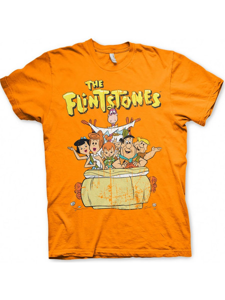 THE FLINTSTONES - T-Shirt Flintstones Family - Orange (S)