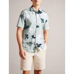 Ted Baker Ανδρικό Πουκάμισο Βαμβακερό Φλοράλ Κοντομάνικο Κανονική Γραμμή Γαλάζιο 267870