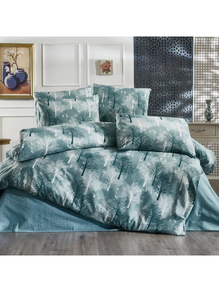 Dimcol Σετ Σεντόνια King Size Βαμβακερά 240x270 Forest 313 Petrol