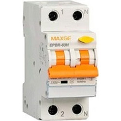RELAY ΔΙΑΦΥΓΗΣ ΜΕ ΑΣΦΑΛΕΙΑ 1P+N C 10A 30mA 6kA TYPE AC EPBR-63M MAXGE