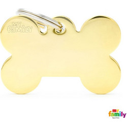 ΤΑΥΤΟΤΗΤΑ ΣΚΥΛΟΥ MY FAMILY BASIC GOLD BRASS BONE TAG XLARGE 4,8x3,15cm