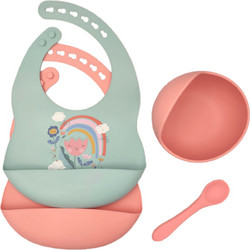 BabyCloud Βρεφικό Σετ Φαγητού Σιλικόνης Flowers Coral 4τμχ BC000859