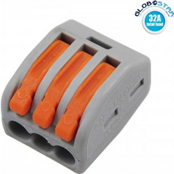 GloboStar(R) 70753 Τριπλή Κλέμα Ταχείας Σύνδεσης και Διακλάδωσης Καλωδίων 0.08mm έως 2.5mm 32A - 6564