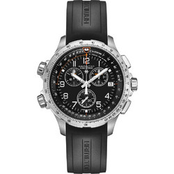 Hamilton Khaki Aviation Ανδρικό Ρολόι Χρονογράφος με Μαύρο Καουτσούκ Λουράκι H77912335