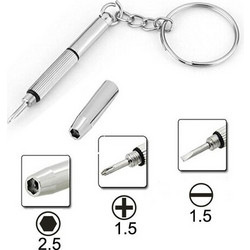 3 in 1 Professional Screwdriver (Cross 1.5, Straight 1.5,Star Nut M2.5) Repair Tool with Keychain for Smart Phone, Watches,Glasses(Silver) (OEM)
