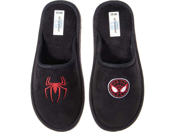 Ανδρική/Εφηβική παντόφλα βελούδο μαύρο Spiderman Ελληνική