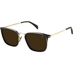 David Beckham DB7065FS Gold Ανδρικά Γυαλιά Ηλίου Τετράγωνα Μεταλλικά Χρυσά Καφέ με Καφέ Polarized Φακό