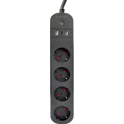 GEMBIRD SMART POWER STRIP WITH USB CHARGER 4 SOCKETS BLACK TSL-PS-S4U-01