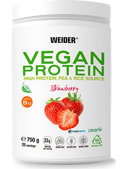 Weider Vegan Strawberry Φυτική Πρωτεΐνη Χωρίς Λακτόζη & Γλουτένη 750gr