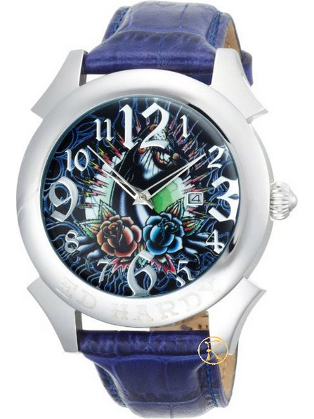 Ed Hardy Γυναικείο Ρολόι με Μπλε Δερμάτινο Λουράκι RE-PT