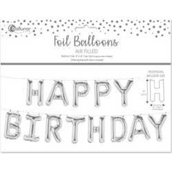 Μπαλόνι Ασημί "Happy Birthday"