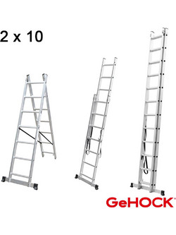 GeHOCK Διπλή Σκάλα Αλουμινίου 2x10 Σκαλοπάτια 59-010295210
