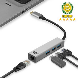 Intronics AC7055 USB Hub 3.0 USB-C με 4 Θύρες USB-A / Ethernet