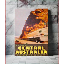 Πίνακας, Commonwealth Railways poster - go by train to Central Australia (1940) vintage train travel poster