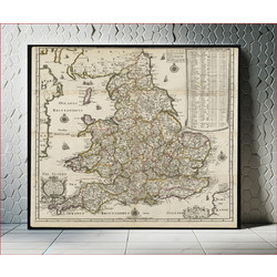 Πίνακας, A new map of England and Wales with the direct and cros roads also the number of miles between the townes on the roads by inspection in figures