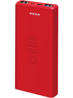 SBS Power Bank 10000mAh με 2 Θύρες USB-A & Θύρα USB-C Red