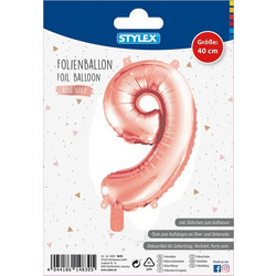 ΜΠΑΛΟΝΙ ΑΡΙΘΜΟΣ 9 METΑΛΛΙΖΕ ΧΡΩΜΑ ROSEGOLD 1 ΤΕΜΑΧΙΟ, ΜΕΓΕΘΟΣ 40CM STYLEX