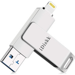 IDISKK MFI Certificated 64G 2-in-1 Lightning + USB 3.0 High Speed Metal Rotating U-Disk Flash Driver for iPhone iPad MacBook