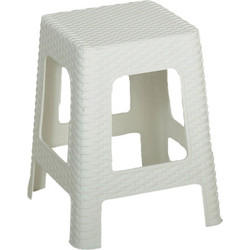 Σκαμπό Rattan τετράγωνο πλαστικό White 36x36x45cm