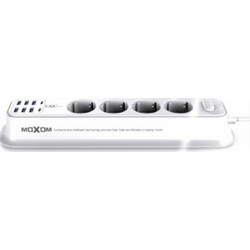 MOXOM Πολύπριζο 4 θέσεων με 6 USB και Καλώδιο 2m Λευκό