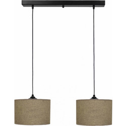 Heronia Lighting ΗΚ-06 Κρεμαστό Φωτιστικό Οροφής Ράγα Δίφωτο E27 Καφέ Φ20cm 14-0169