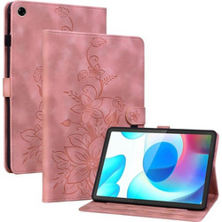 Για Realme Pad Mini 8.7 Lily ανάγλυφη δερμάτινη θήκη για tablet (Ροζ) (OEM)