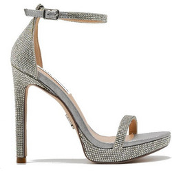 Steve Madden Milano Γυναικεία Πέδιλα Ασημί με Λεπτό Ψηλό Τακούνι Φιάπα και Στρας SM11000617-02003