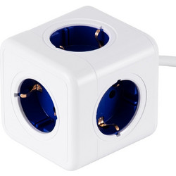 TRAVEL PowerCube PRO Certified 79646 Πολύπριζο 5 Θέσεων με 1.5m Kαλώδιο - 5 Πρίζες Ασφαλείας Childproof EU Schuko AC 220-240V Μ7.5 x Π11.5 x Υ7.5 - Λευκό με Μπλε - Max Load 3680W/16A