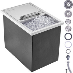 VEVOR Drop in Ice Chest, 18" L x 12" W x 14,5"H Ψύκτη από ανοξείδωτο ατσάλι, Επαγγελματικός Κάδος πάγου με συρόμενο κάλυμμα, 40,9 qt εξωτερικής κουζίνας Ice Bar, σωλήνας αποστράγγισης και βύσμα αποστρ