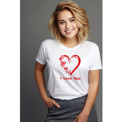 Γυναικεία Κοντομάνικη Μπούζα Valentine's Day I Love You S5452W-Λευκό