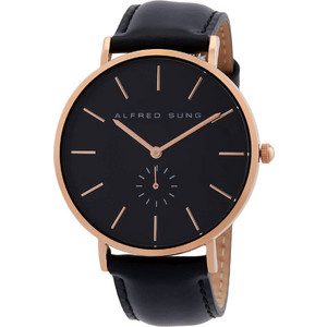 Ρολόι Alfred Sung Ultra Slim Quartz Black Dial AS7100RL-1A - Ανδρικό Ρολόι Alfred Sung Ultra Slim Quartz Black Dial AS7100RL-1A - Ανδρικό