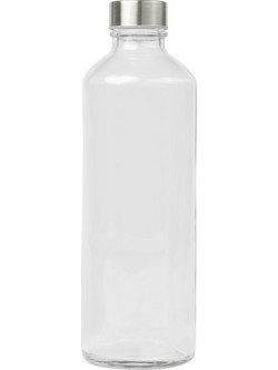 Μπουκάλι Γυάλινο Water Plain 1000ml με ασημί καπάκι