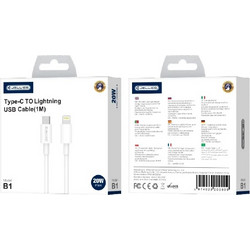 Jellico B1 USB-C to Lightning Cable 20W 1m White 6974929200909