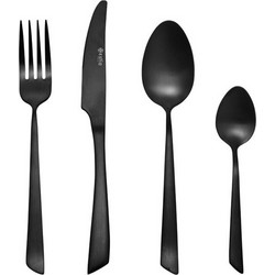 Σετ Μαχαιροπίρουνα Edge Black Ανοξείδωτο Ατσάλι 18 0 Μαύρο Mατ 24 Τεμάχια