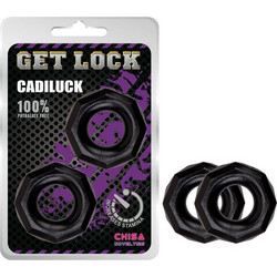 Chisa Novelties Get Lock Cadiluck Σετ Ελαστικά Δαχτυλίδια Πέους Σιλικόνης Μαύρα 2τμχ