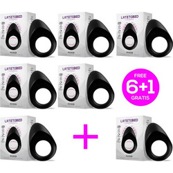 LateToBed Fun Rings Picker Σετ Ελαστικά Δαχτυλίδια Πέους Σιλικόνης με Δόνηση 2.7cm Μαύρα 7τμχ