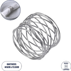 GloboStar(R) GOURMET 35000 Δαχτυλίδι Πετσέτας Μεταλλικό Ασημί Φ5 x Υ3.5cm