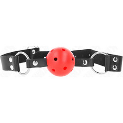 Kink Breathable Ball Gag with Double Rivet Red Black