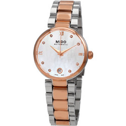 Mido Baroncelli II Γυναικείο Ρολόι Αυτόματο με Ασημί Ροζ Χρυσό Μεταλλικό Μπρασελέ M022.207.22.116.10