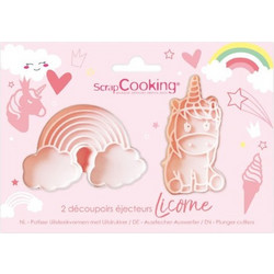 Scrap Cooking Σετ Καλούπια Μπισκότων με Έμβολο Unicorn Rainbow
