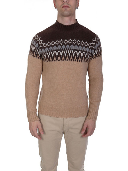 GRAN SASSO ΠΛΕΚΤΟ CREW NECK ΚΑΦΕ-ΠΡΑΣΙΝΟ