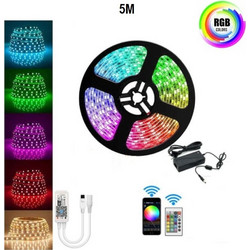 Αυτοκόλλητη Ταινία LED RGB 5 μέτρων με τηλεχειρισμό και εφαρμογή IOS/Android