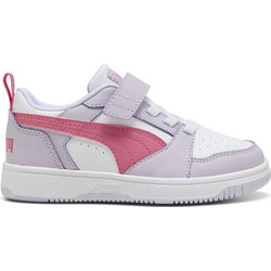 Puma Rebound V6 Παιδικά Sneakers Λευκά Ροζ Φούξια 397419-22