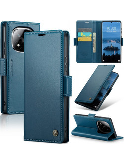 Θήκη Xiaomi Redmi Note 14 Pro 5G / Poco X7 5G CASEME 023 Series Πορτοφόλι με βάση στήριξης, υποδοχές καρτών και μαγνητικό κούμπωμα από συνθετικό δέρμα και TPU πετρόλ