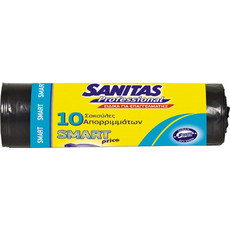 Σακούλες απορριμμάτων 90lt 65x90mm 10τεμ/ρόλο Mαύρες Sanitas Smart